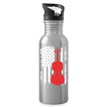4. Juli USA Violine - Trinkflasche mit integriertem Trinkhalm - Lightsilver - Rechts