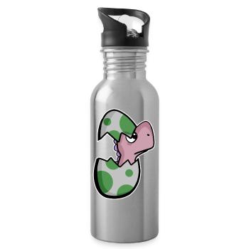 Dinosaure oeuf Dino bébé Motif - Gourde avec paille intégrée - argent clair - Droite