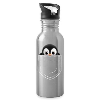 Pinguin - Trinkflasche mit integriertem Trinkhalm - Lightsilver - Rechts