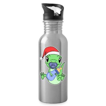 Lizard Baby Christmas - Water bottle with straw - silver - Right
