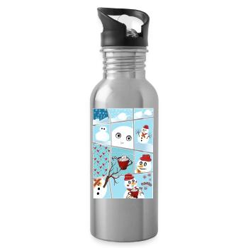 Weihnachten und die Geschichte vom Schneemann - Trinkflasche mit integriertem Trinkhalm - Lightsilver - Rechts