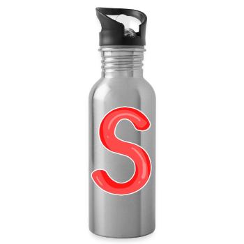 Lettre S Première lettre - Gourde avec paille intégrée - argent clair - Droite