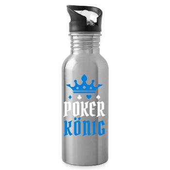Poker König Casino Zocken Profispieler Kartenspiel - Trinkflasche mit integriertem Trinkhalm - Lightsilver - Rechts