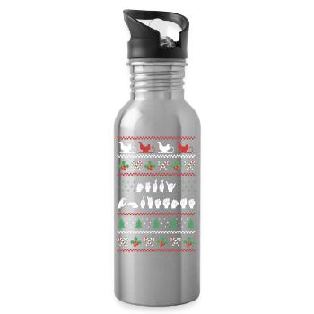 Joyeux Noël - ASL Langue des signes américaine I - Gourde avec paille intégrée - argent clair - Droite