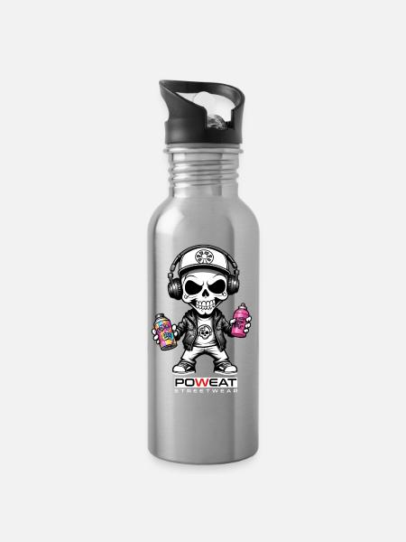 Sprayer Skull - Trinkflasche mit integriertem Trinkhalm - Lightsilver