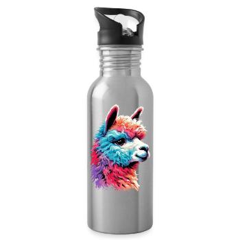 Alpaka - Trinkflasche mit integriertem Trinkhalm - Lightsilver - Rechts