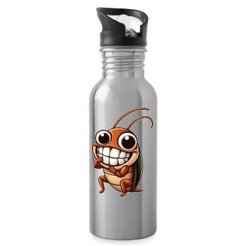Cute Cockroach Cockroach Cartoon Comic - Water bottle with straw - silver - Right