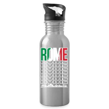 Rom Wortmarke Wiederholung - Trinkflasche mit integriertem Trinkhalm - Lightsilver - Rechts