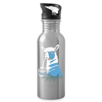 Yerba Mate Alpaka genießt Mate Tee - Trinkflasche mit integriertem Trinkhalm - Lightsilver - Rechts