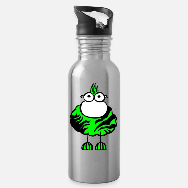 Punkschaf - Trinkflasche mit integriertem Trinkhalm - Lightsilver