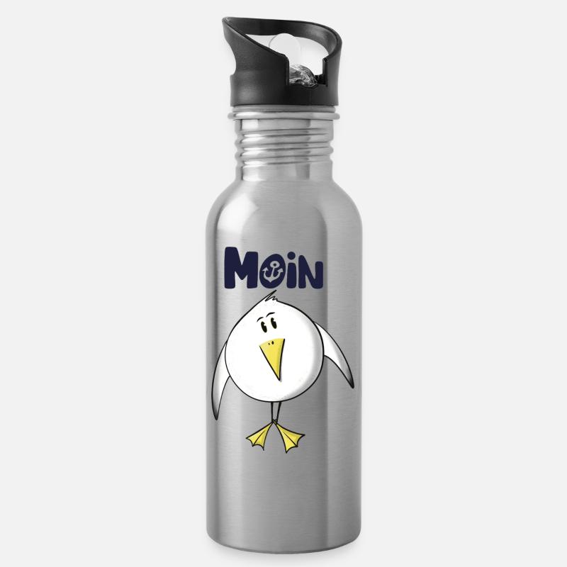 Möwe Moin Anker - Trinkflasche mit integriertem Trinkhalm - Lightsilver