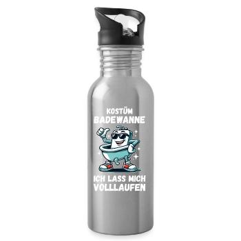 Spruch lustig Badewanne volllaufen Kölner Karneval - Trinkflasche mit integriertem Trinkhalm - Lightsilver - Rechts