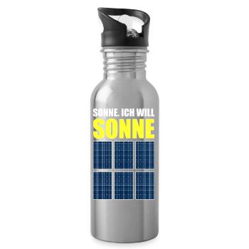Sonne, Photovoltaik, Solarzelle, Sommerfans, Strom - Trinkflasche mit integriertem Trinkhalm - Lightsilver - Rechts