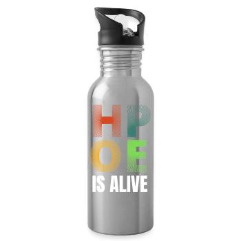 Hope Is Alive Gradiententypografie - Trinkflasche mit integriertem Trinkhalm - Lightsilver - Rechts