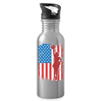 USA Patriotische Cheerleaderin - Trinkflasche mit integriertem Trinkhalm - Lightsilver - Rechts