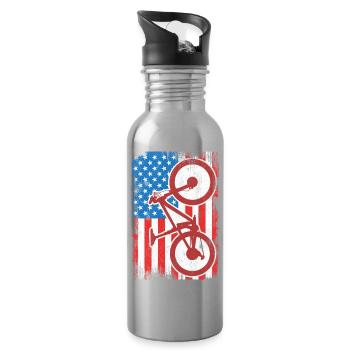4. Juli USA MTB - Trinkflasche mit integriertem Trinkhalm - Lightsilver - Rechts