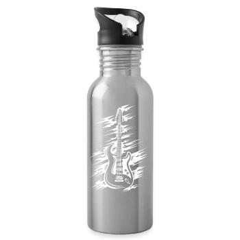 E-Gitarre mit scratch Effekt - Musiker und Bands - Trinkflasche mit integriertem Trinkhalm - Lightsilver - Rechts