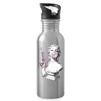🗽 Rebellische Venus - Trinkflasche mit integriertem Trinkhalm - Lightsilver - Rechts