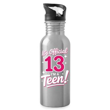 13th birthday teenager gift - Water bottle with straw - silver - Right