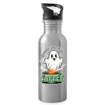 Spooky coffee motif with coffee spirit - Water bottle with straw - silver - Right