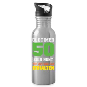 Lustiges 50. Geburtstag Geburtstagsshirt Geschenk - Trinkflasche mit integriertem Trinkhalm - Lightsilver - Rechts
