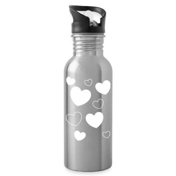 Cadeau de la Saint-Valentin avec motif de cœur blanc en cœur blanc - Gourde avec paille intégrée - argent clair - Droite
