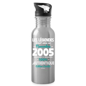 18th birthday - Legends born November 2005 - Water bottle with straw - silver - Right
