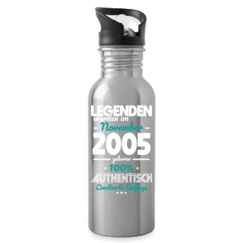 20th Birthday - Legends were made in November 2005 - Water bottle with straw - silver - Right