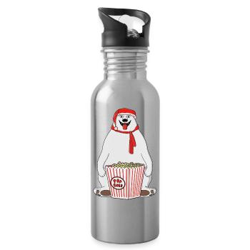 Polar Popcorn Bear Santa - Water bottle with straw - silver - Right