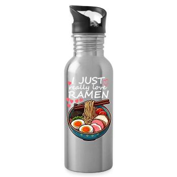 Ramen Liebe Bunt - Trinkflasche mit integriertem Trinkhalm - Lightsilver - Rechts