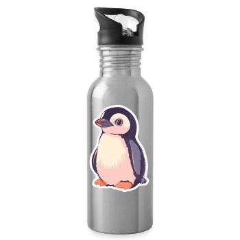 Pingouin - Gourde avec paille intégrée - argent clair - Droite