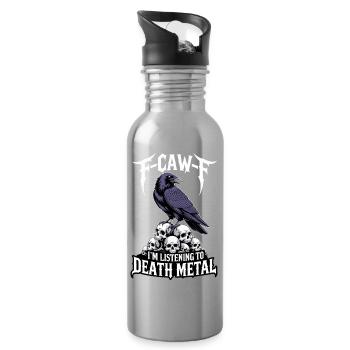 Raven over Skulls – Death Metal - Water bottle with straw - silver - Right