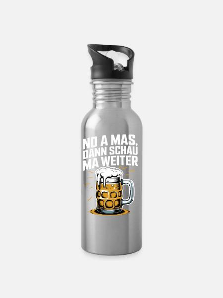 Bier Spruch Prost Krug - Trinkflasche mit integriertem Trinkhalm - Lightsilver