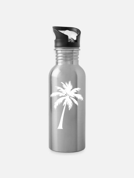 Palme Vorlage selbst gestalten personalisieren - Trinkflasche mit integriertem Trinkhalm - Lightsilver