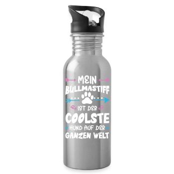 Bullmastiff Dog Saying - Water bottle with straw - silver - Right