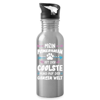 Dicton de chien poméranien - Gourde avec paille intégrée - argent clair - Droite