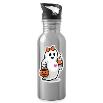 Halloween Enceinte Fantôme Drôle Fête - Gourde avec paille intégrée - argent clair - Droite