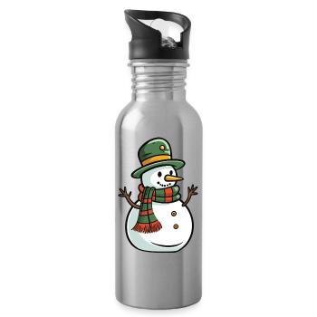 Schneemann Winter Weihnachten - Trinkflasche mit integriertem Trinkhalm - Lightsilver - Rechts