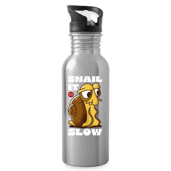 Snail It Slow Cartoon Snail Design - Trinkflasche mit integriertem Trinkhalm - Lightsilver - Rechts