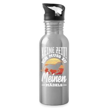 Pas le temps! Je dois aller voir les chevaux de mes filles - Gourde avec paille intégrée - argent clair - Droite