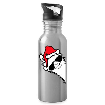 Lama Cool Sonnenbrille Weihnachtsmütze Seitlich - Trinkflasche mit integriertem Trinkhalm - Lightsilver - Rechts