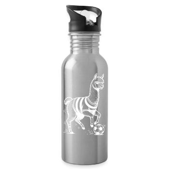 Alpaca Soccer Sport Animal - Water bottle with straw - silver - Right