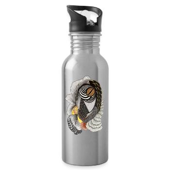 Geometrische Linienzeichnung mit Schuppenmuster - Trinkflasche mit integriertem Trinkhalm - Lightsilver - Rechts