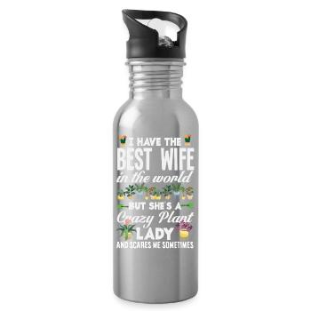 Cadeaux pour les jardins et les amoureux des plantes - Gourde avec paille intégrée - argent clair - Droite