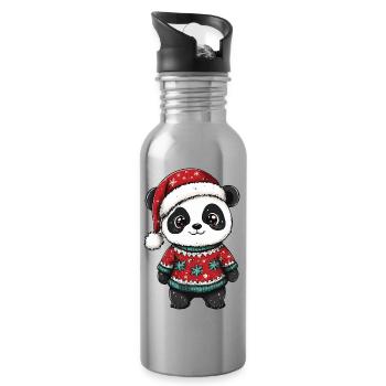 Noël de Noël Panda - Gourde avec paille intégrée - argent clair - Droite
