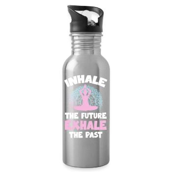 Respire dans le futur, expire le passé - Gourde avec paille intégrée - argent clair - Droite