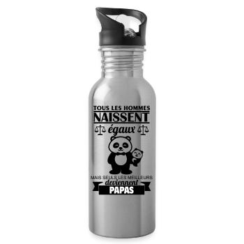 All men are born equal dads Dad - Water bottle with straw - silver - Right
