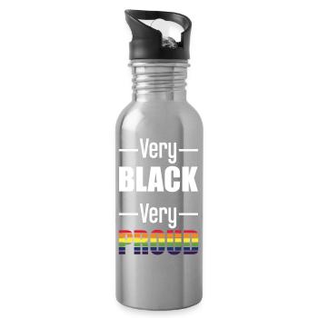 Very Black Very Proud Rainbow Pride Gift Art - Trinkflasche mit integriertem Trinkhalm - Lightsilver - Rechts