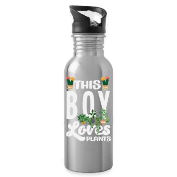 Cadeaux pour les jardins et les amoureux des plantes - Gourde avec paille intégrée - argent clair - Droite