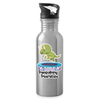 TRICERATOPS-Trampolin - Trinkflasche mit integriertem Trinkhalm - Lightsilver - Rechts
